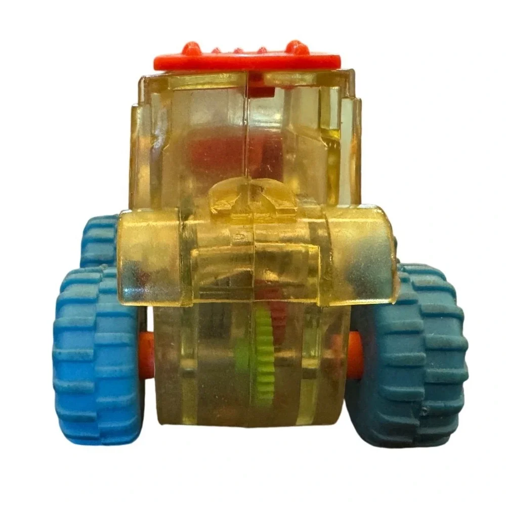 Vintage Go With God Clear Friction Monster Tractor Toy Blue Tires Visible Gears